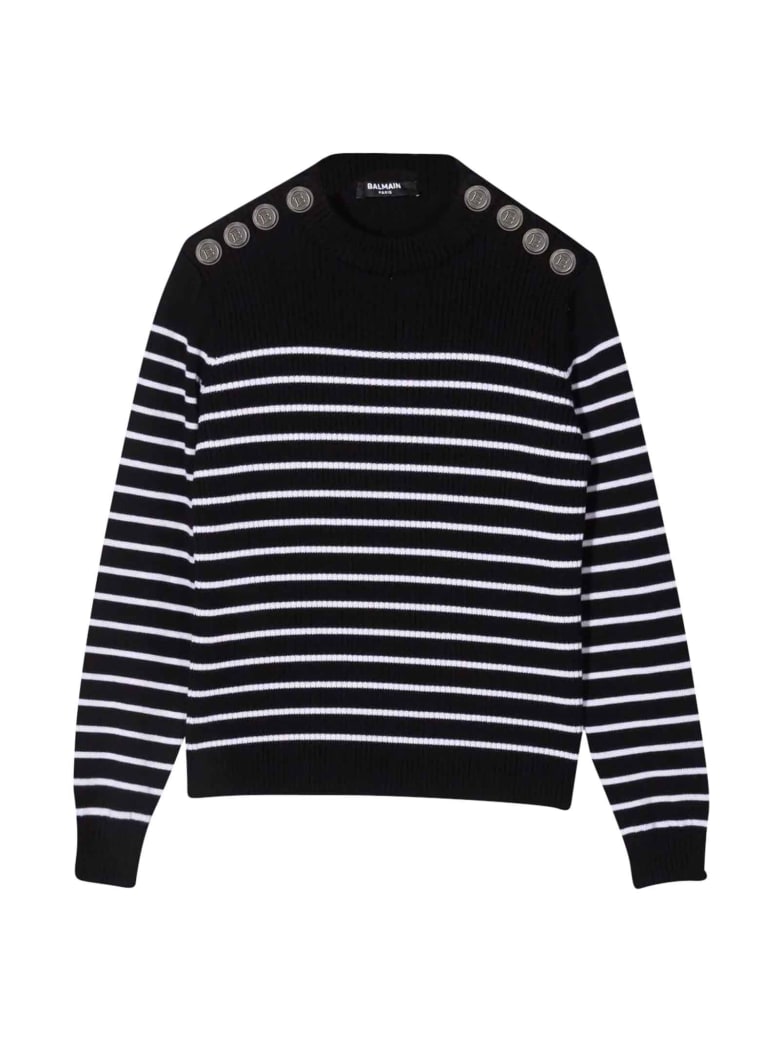 Balmain Unisex Striped Sweater - Nero/bianco