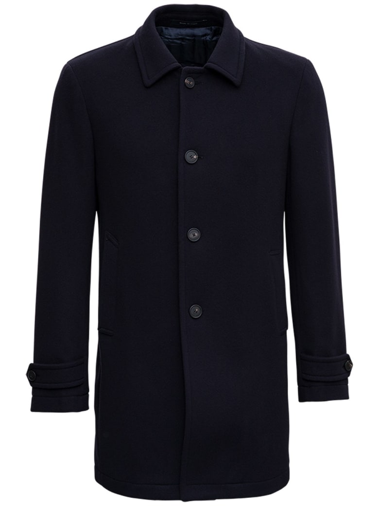 Tagliatore Single-breasted Coat In Blue Wool - Blu