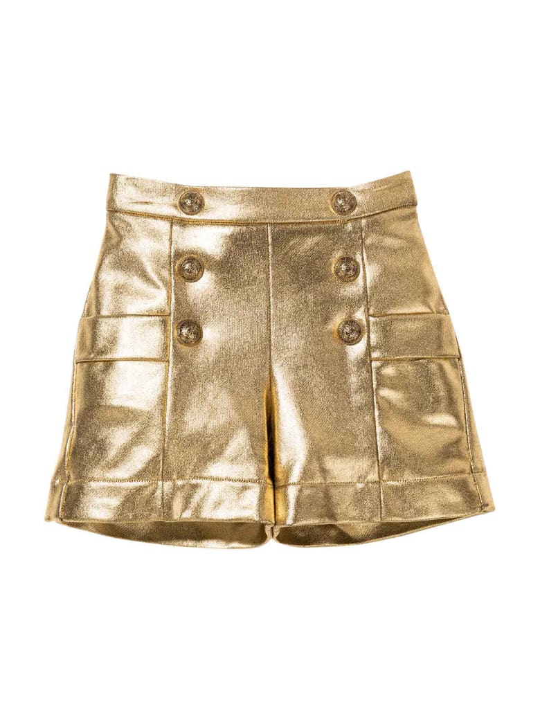 Balmain Gold Teen Bermuda Shorts With Buttons