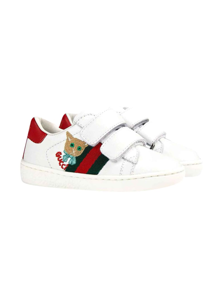 Gucci White Shoe Unisex - Bianco/verde/rosso