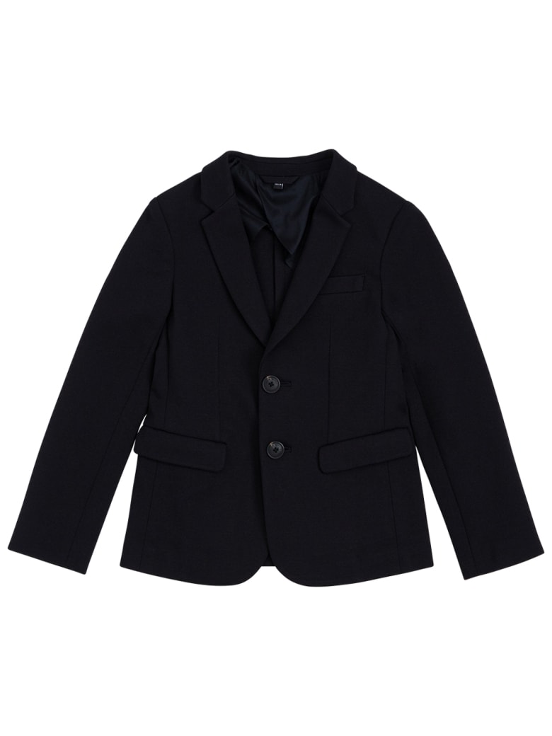 Emporio Armani Black Viscose Blend Blazer - Black