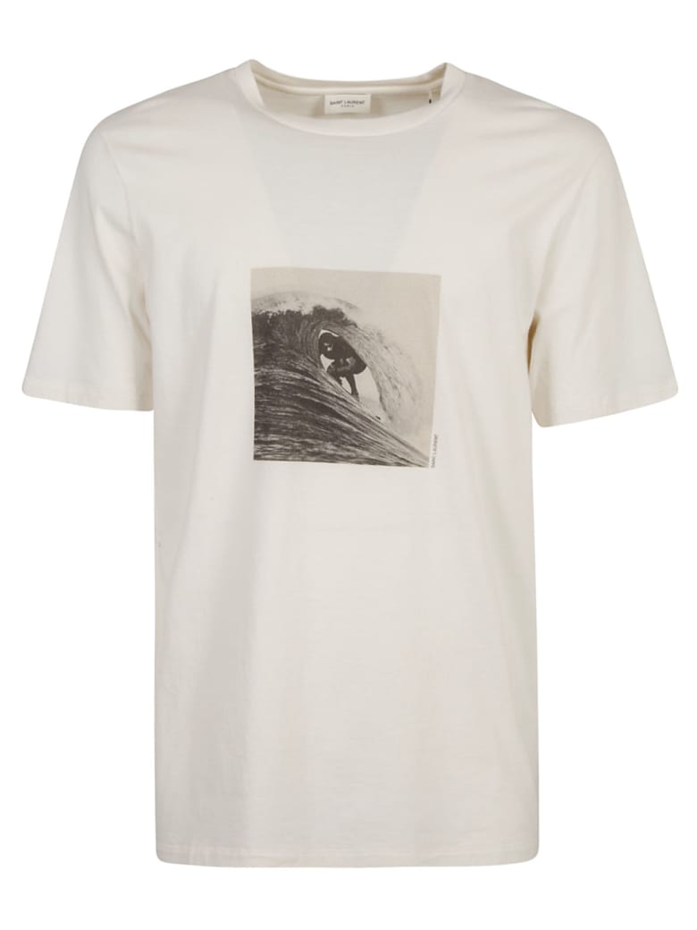 Saint Laurent Graphic Photo Print T-shirt - Ecru/Sepia