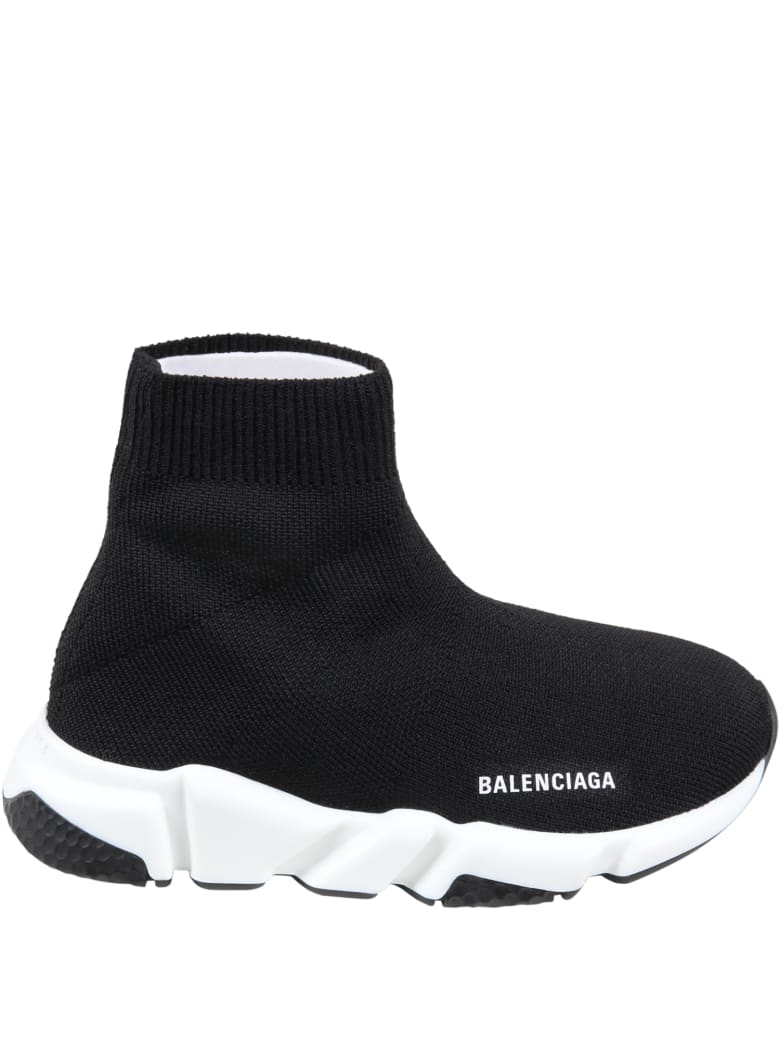 Balenciaga Black Sneakers For Kids With Logo - Black