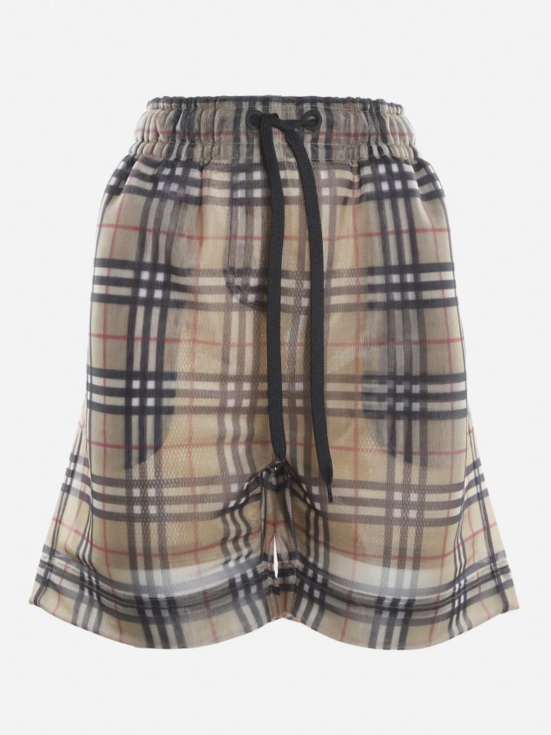 Burberry Shorts With All-over Vintage Check Motif - Beige