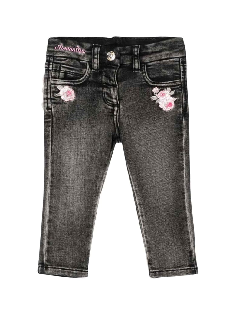Monnalisa Black Jeans In Denim - Denim