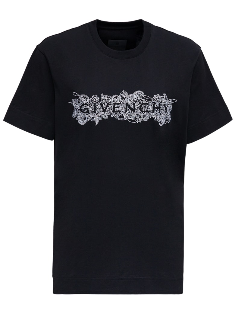 Givenchy Black Cotton T-shirt With Logo Print - Black
