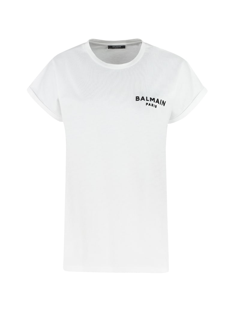 Balmain Logo Cotton T-shirt - Bianca