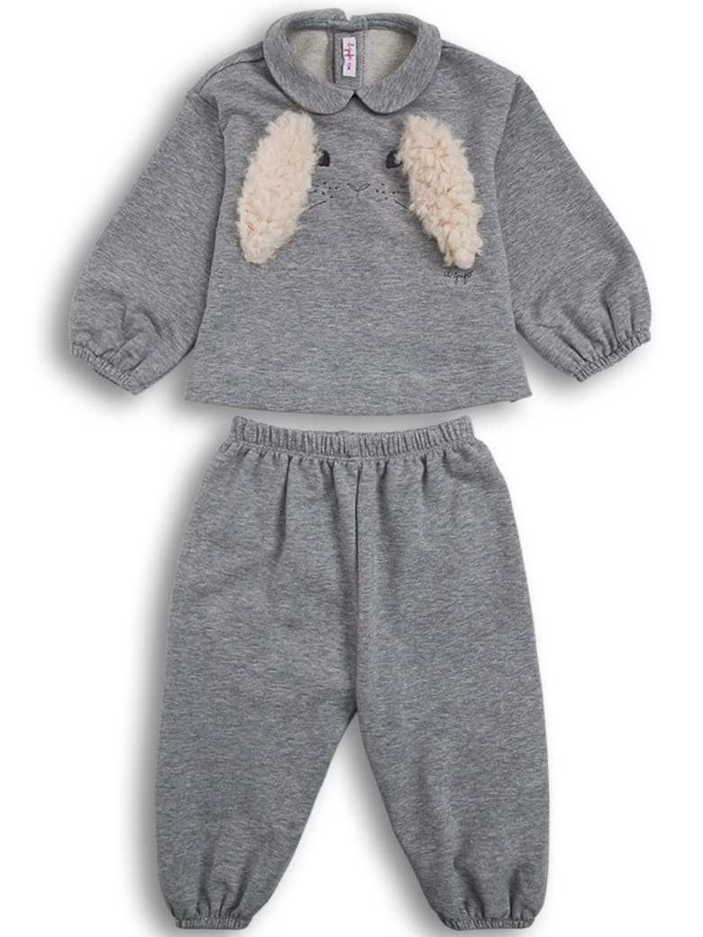 Il Gufo Grey Cotton Coordinated Suit - Multicolor