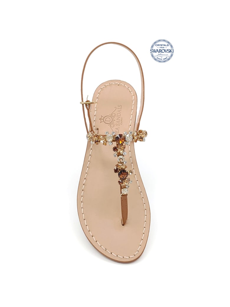 Dea Sandals Licampi Jewel Thong Sandals - crystal, amber