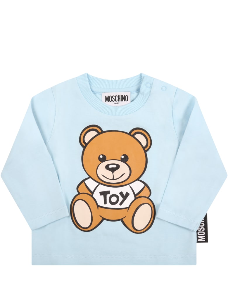 Moschino T Shirt Bleu Clair Pour Bebe Garcon Avec Teddy Bear Italist