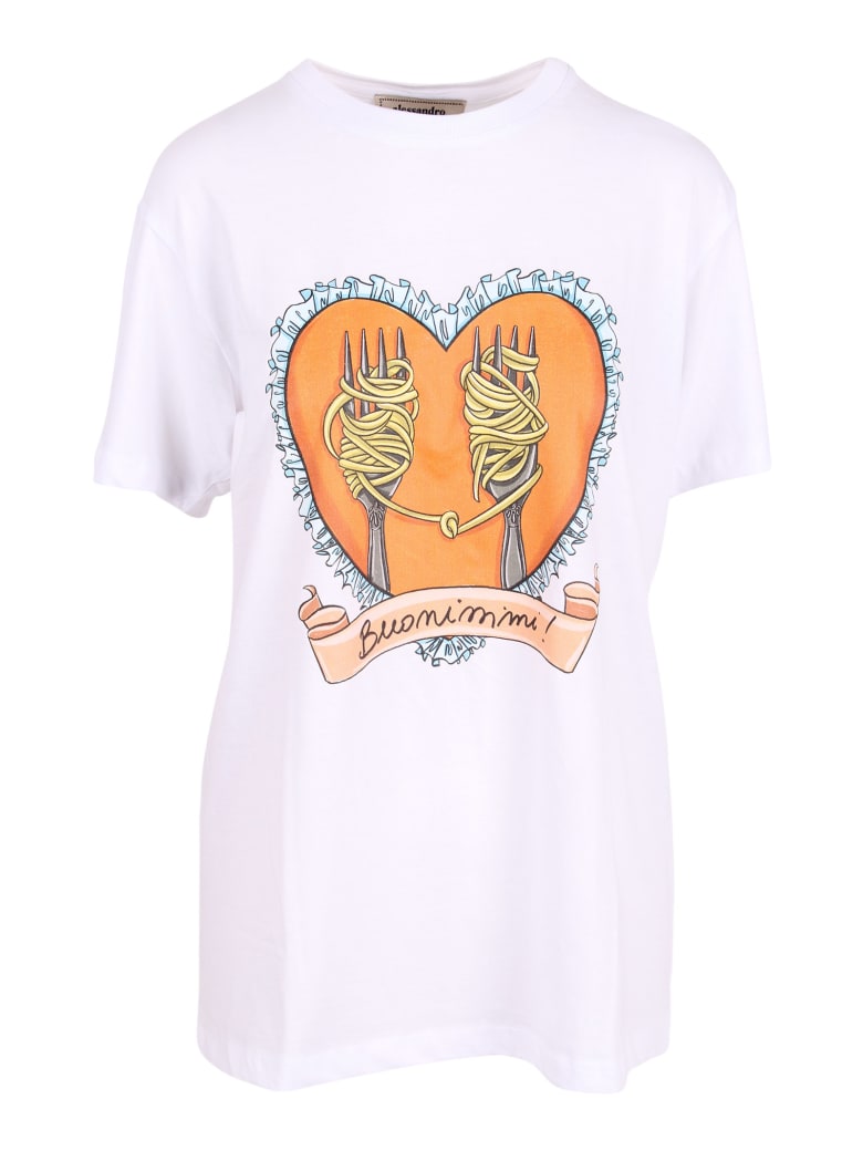 Alessandro Enriquez 'spaghetti Print' Cotton T-shirt - White