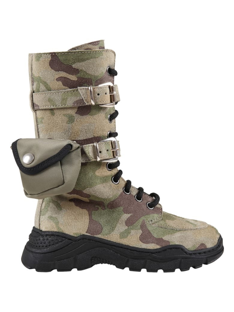 Gallucci Green Boots For Kids With Pocket - Green