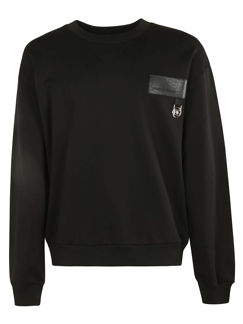 Dolce & Gabbana Logo Patch Ribbed Sweatshirt - Black