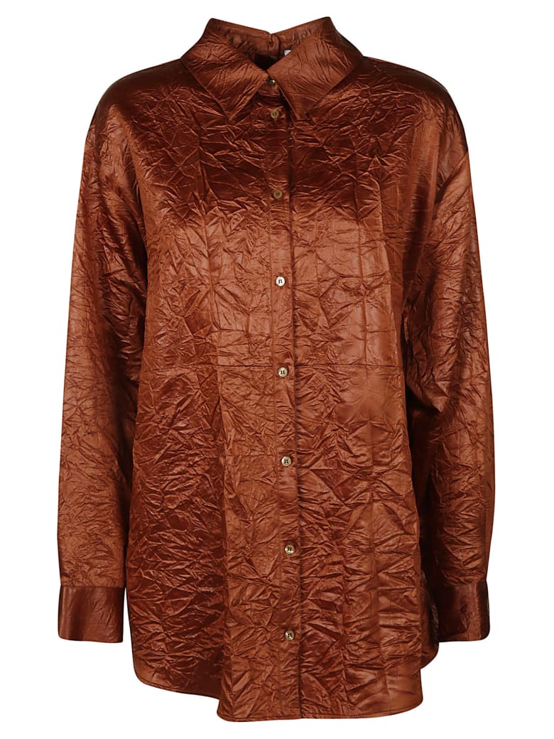 MSGM Rear Placket Asymmetric Plain Shirt - Bruciato
