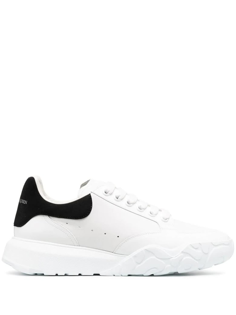 Alexander McQueen Man White Court Sneakers With Black Suede Spoiler - Opt.white/black