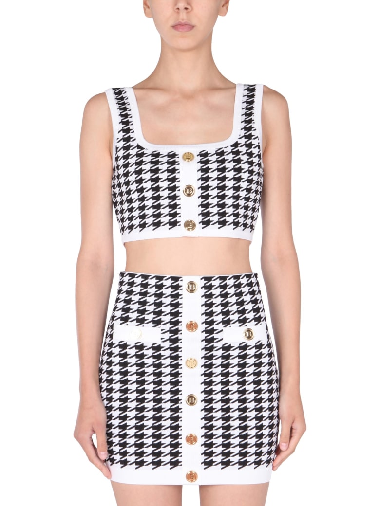 Balmain Knitted Top - Bianco/nero