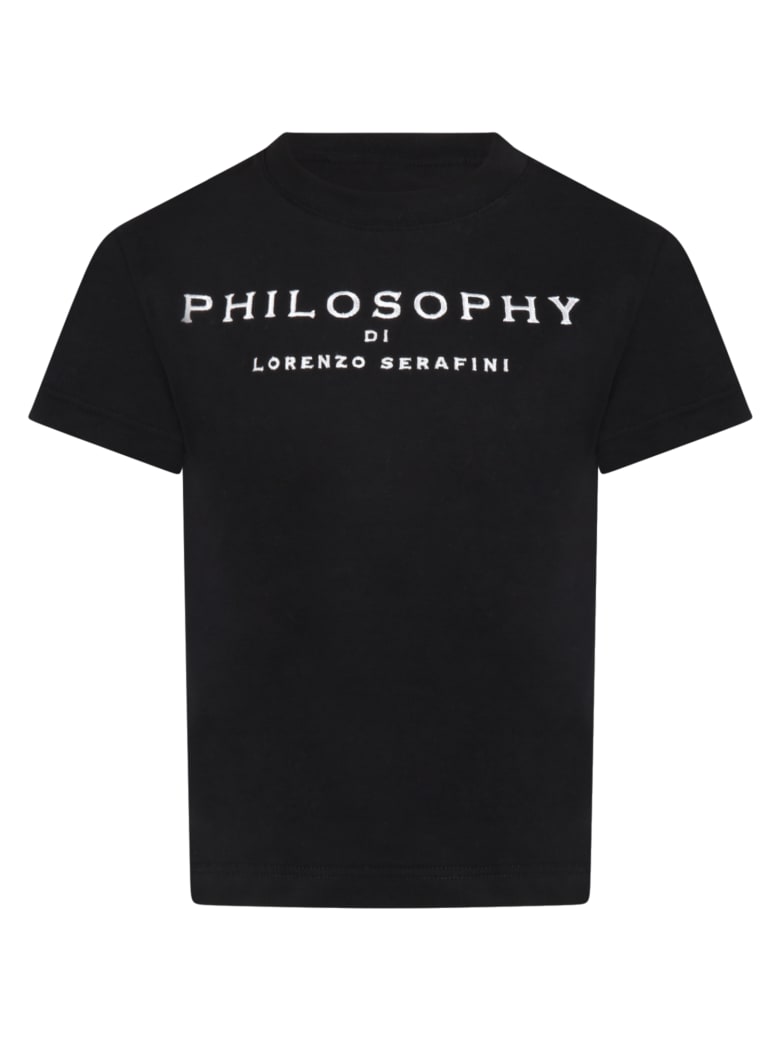 Philosophy di Lorenzo Serafini Black T-shirt For Kids With Logo - Nero