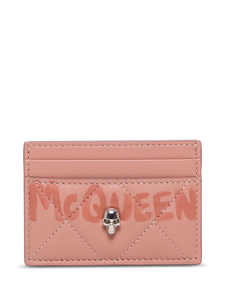 Alexander McQueen Pink Leather Card Holder With Logo - Pink