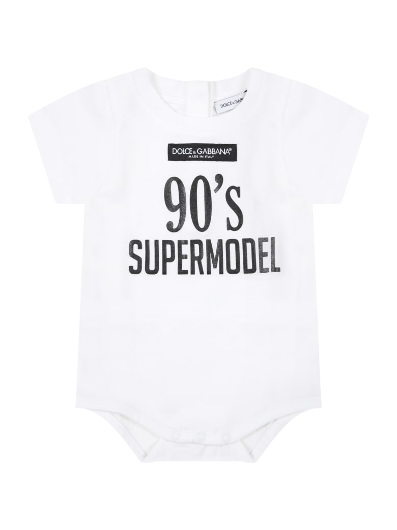 Dolce & Gabbana White Body For Babykids With Balck Logo - White