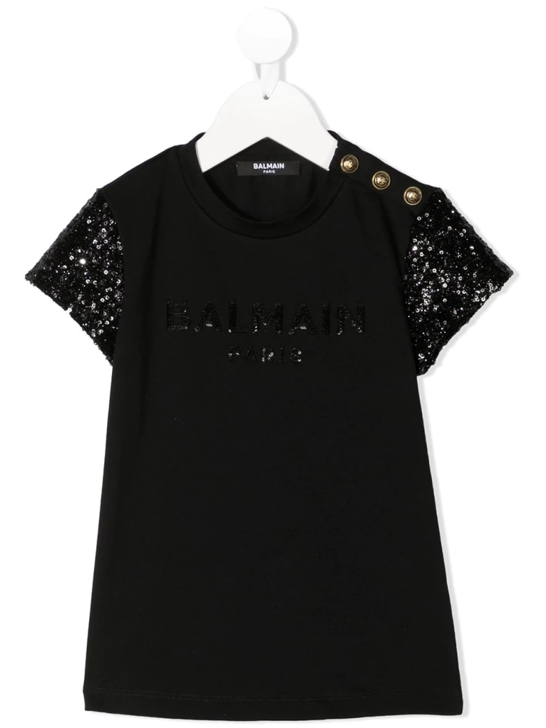 Balmain Kid Black Balmain Balmain T-shirt With Sequins