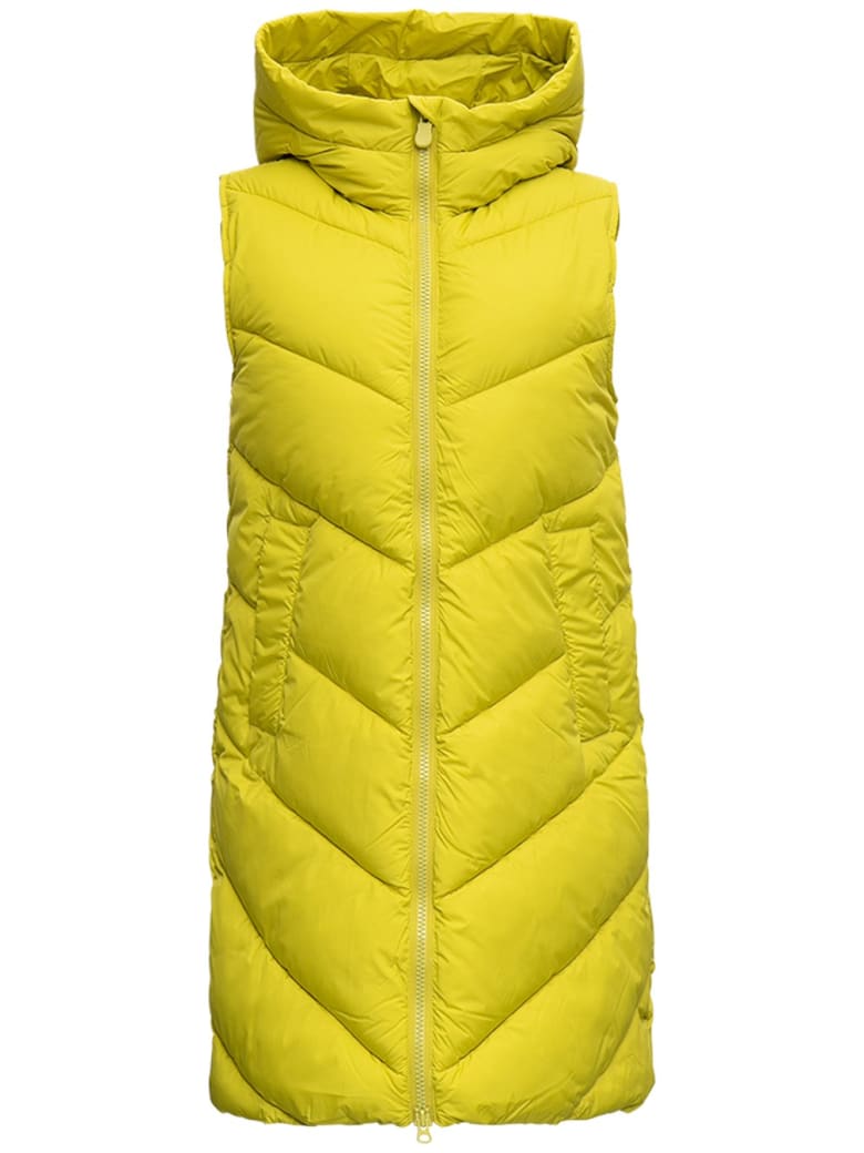 Save the Duck Long Ecological Quilted Sleeveless Down Jacket - Yellow