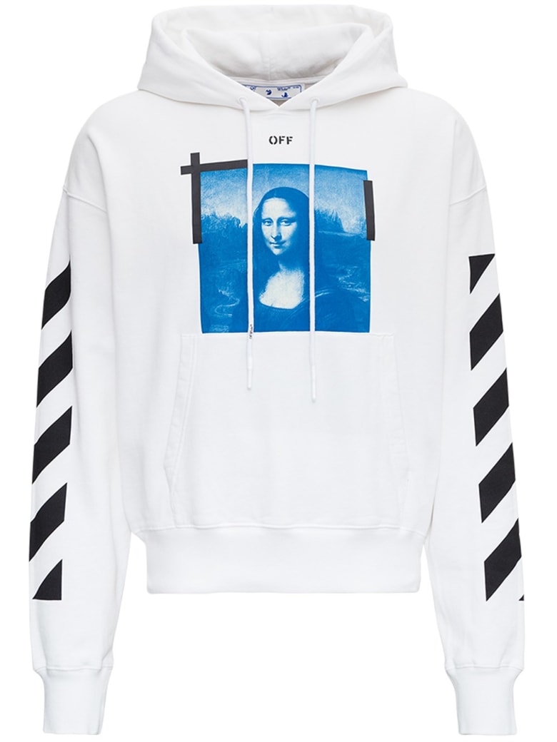Off-White Oversize Hoodie In Jersey With Monnalisa Print - White