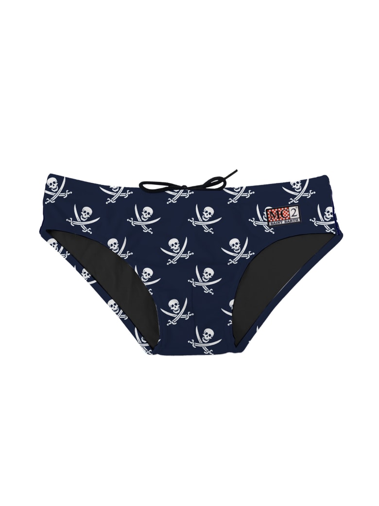 MC2 Saint Barth Blue Navy Boy Swim Briefs Pirates Micro Print