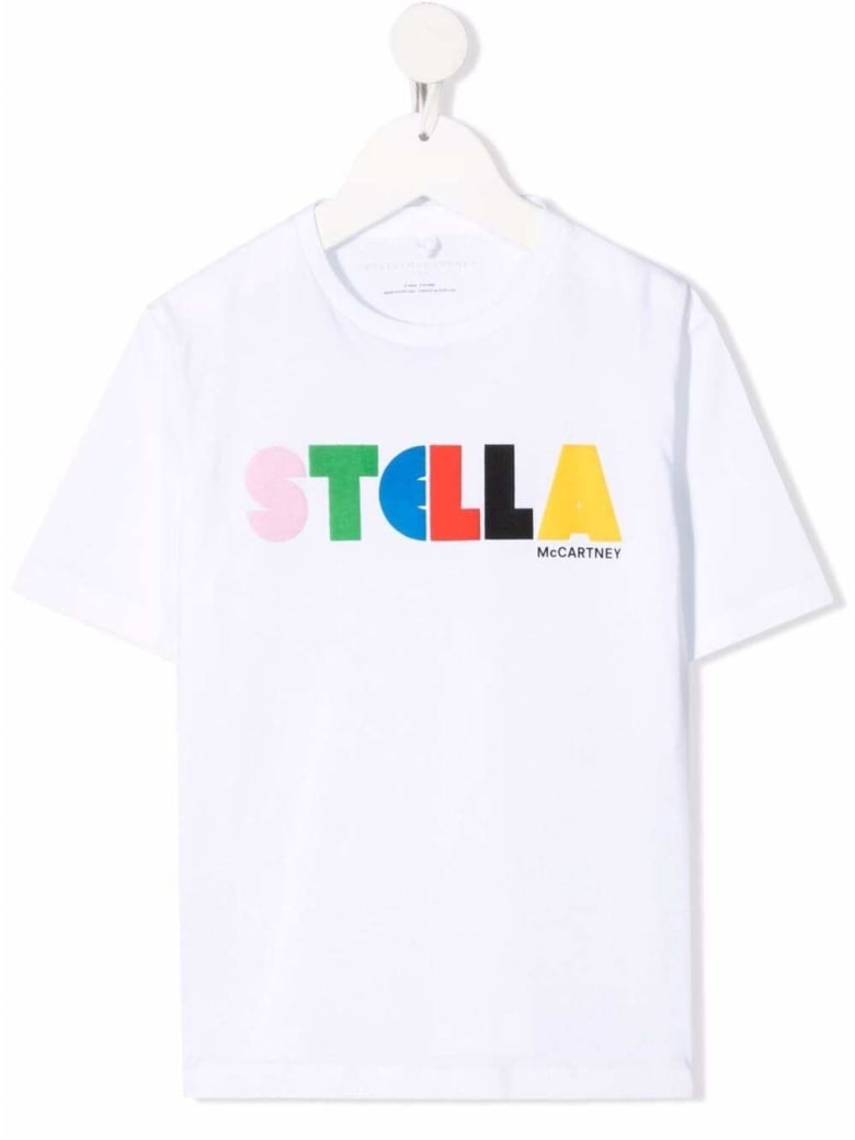 Stella McCartney Kids White Cotton T-shirt With Logo Print - White