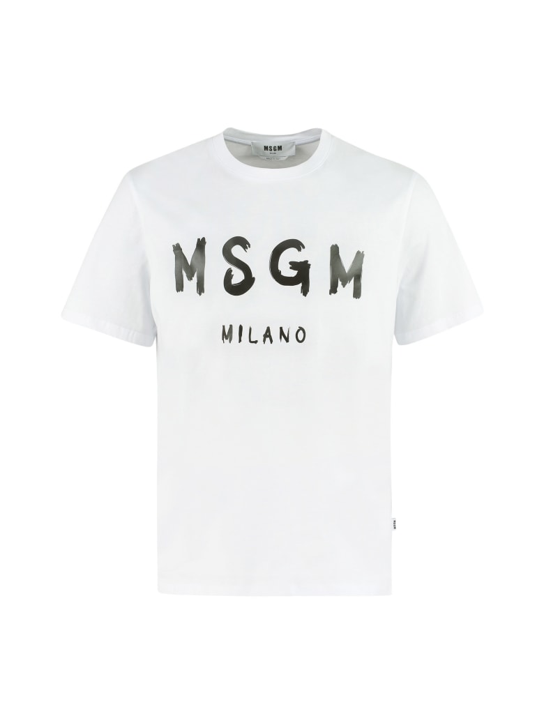 MSGM Logo Print Cotton T-shirt - White
