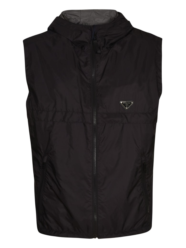 Prada Logo Plaque Hooded Gilet