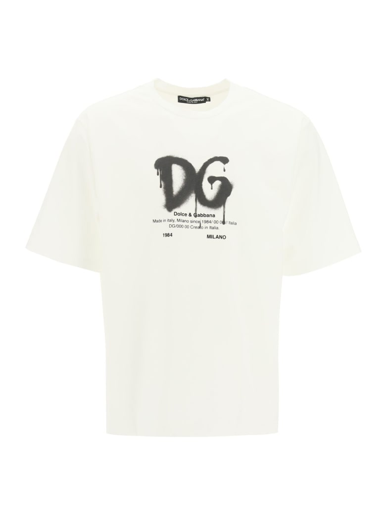 Dolce & Gabbana Spray Logo Oversize T-shirt - Dg fdo bco nat