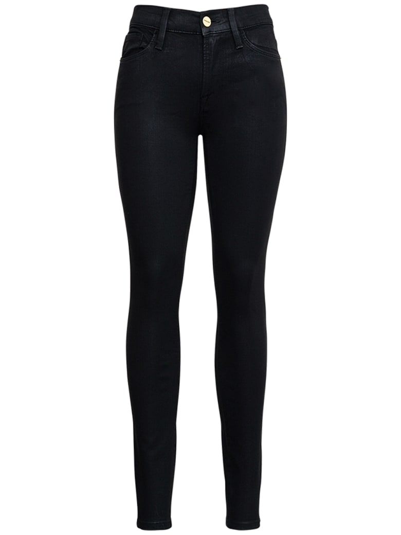 Frame Black Coated Denim Skinny Jeans - Black