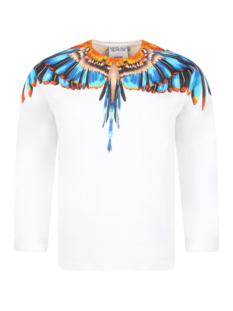 Uensartet Mobilisere Installere Marcelo Burlon White T-shirt For Boy With Iconic Wings | italist