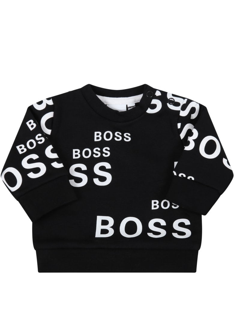 Hugo Boss Black Sweatshirt For Baby Kids With Logos - Black