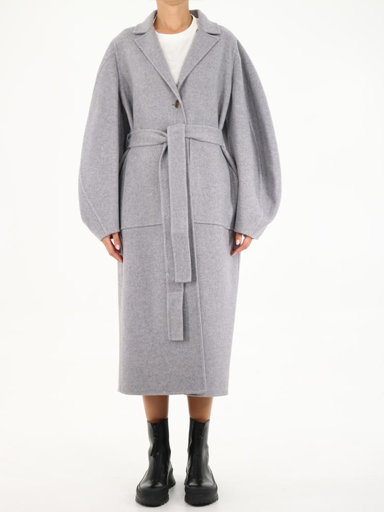 Loewe Circular Sleeve Coat In Wool And Cachemire - Grey