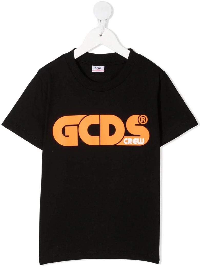 GCDS Mini Orange Logo-printed T-shirt - Nero
