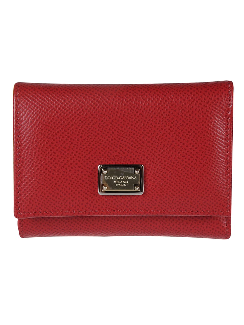 Dolce & Gabbana Logo Plaque Snap Buttoned Wallet - Rosso