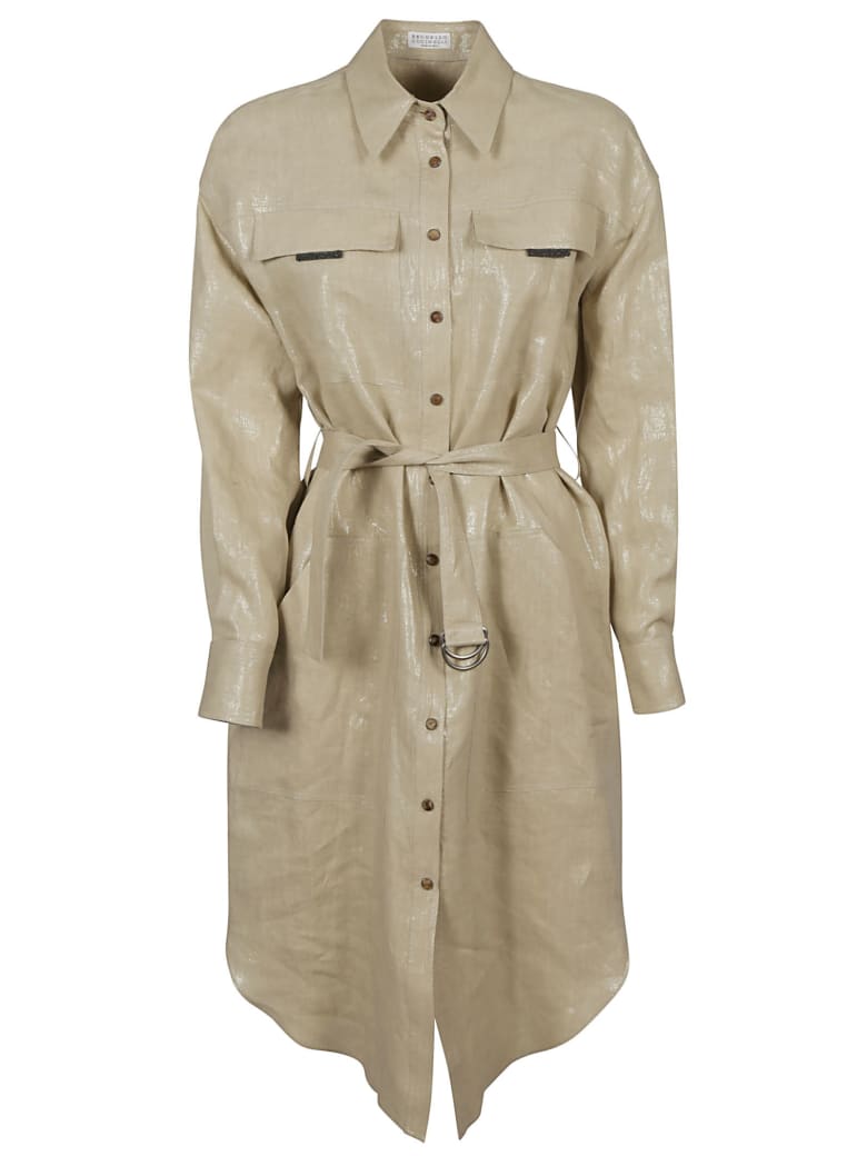 Brunello Cucinelli Tie-waist Shirt Dress - NEUTRALS