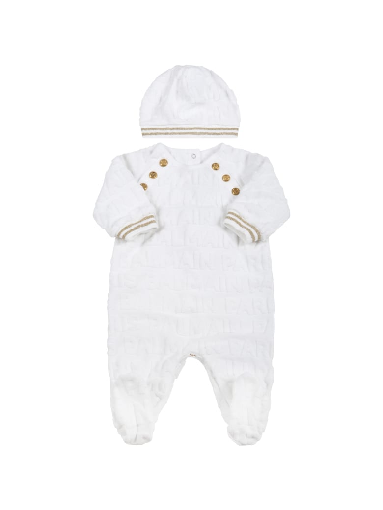 Balmain Black Set For Babykids With Black Logo - White