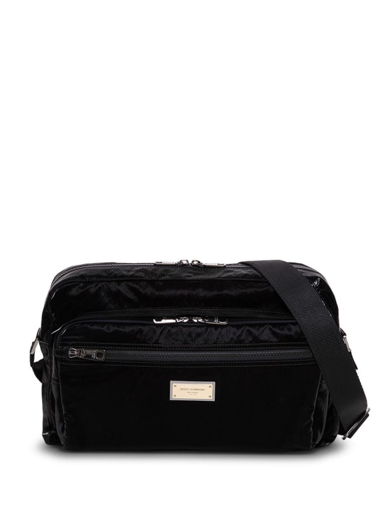Dolce & Gabbana Messenger Sicily Nylon Crossbody Bag With Logo - Black