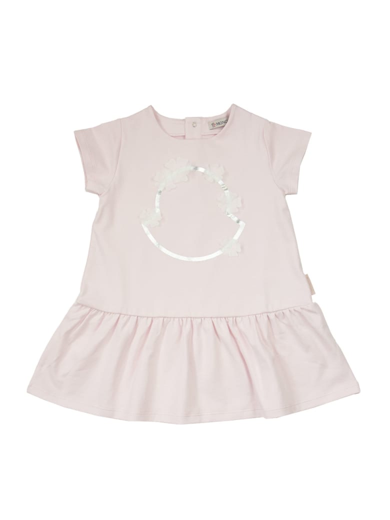 Moncler Dress With Logo And Ruffles - PINK