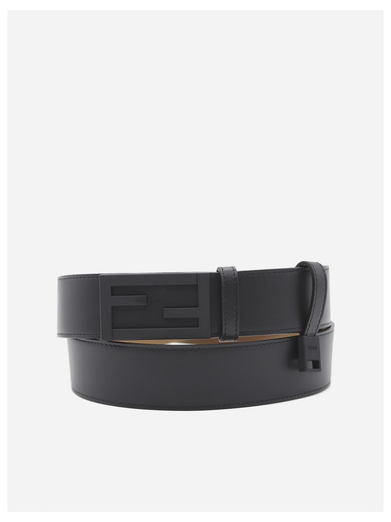 Fendi Leather Belt With Ff Baguette Buckle - Black