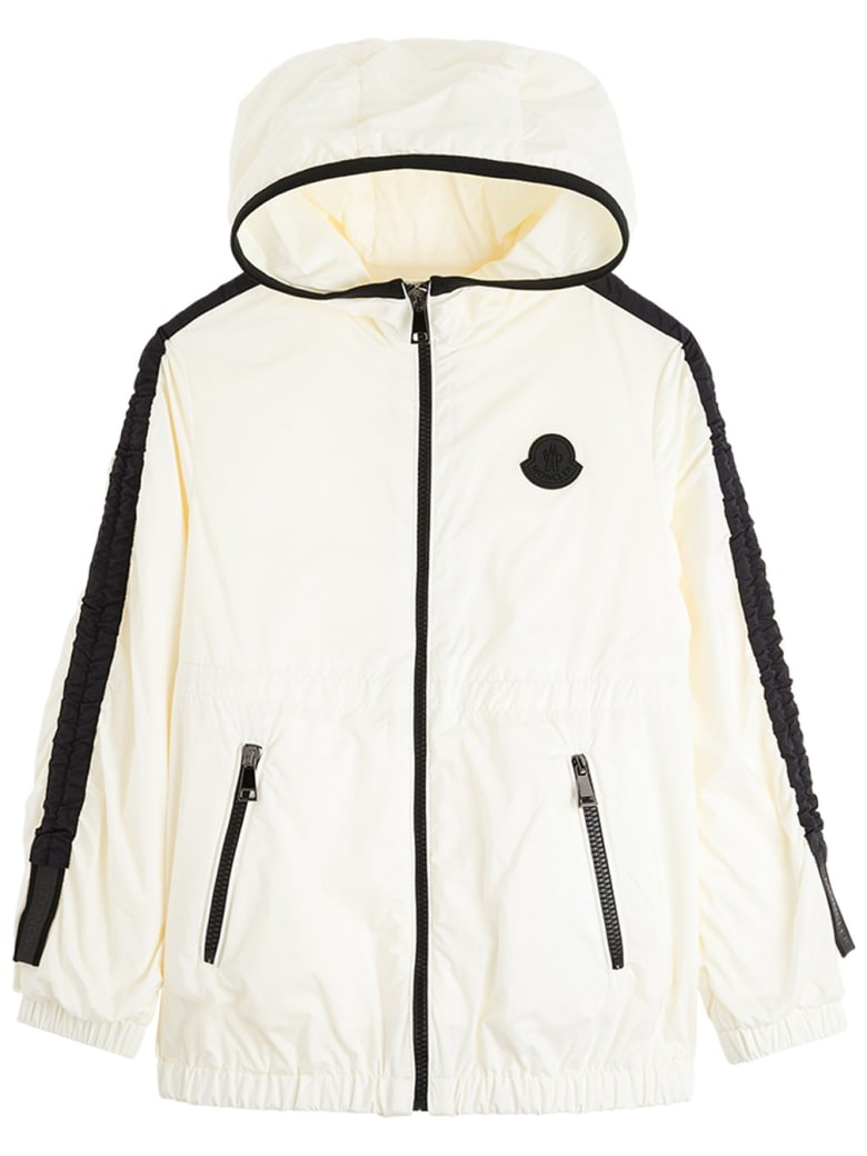 Moncler Denata Jacket In Black And White Nylon - White