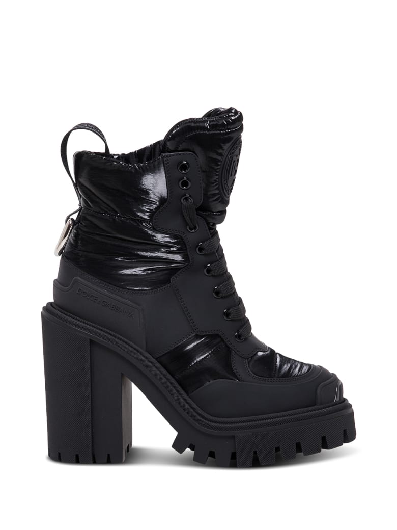 Dolce & Gabbana Black Leather And Nylon Trekking Boots - Black