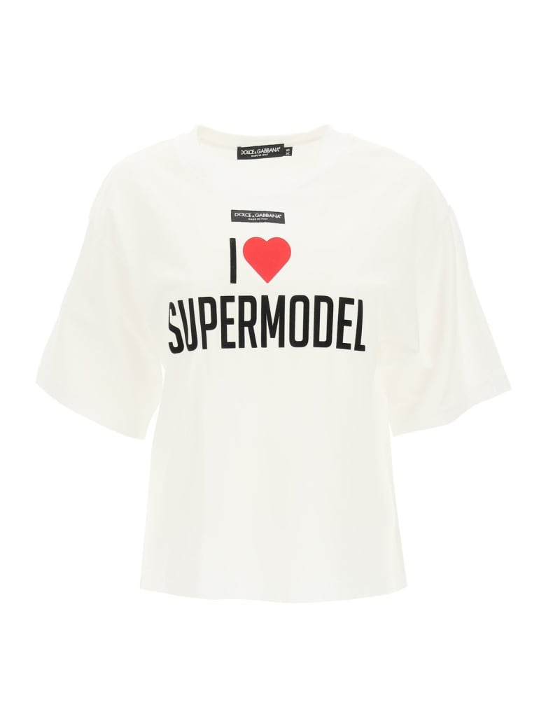 Dolce & Gabbana I Love Supermodel T-shirt - SUPERMODEL FDO.BIANC