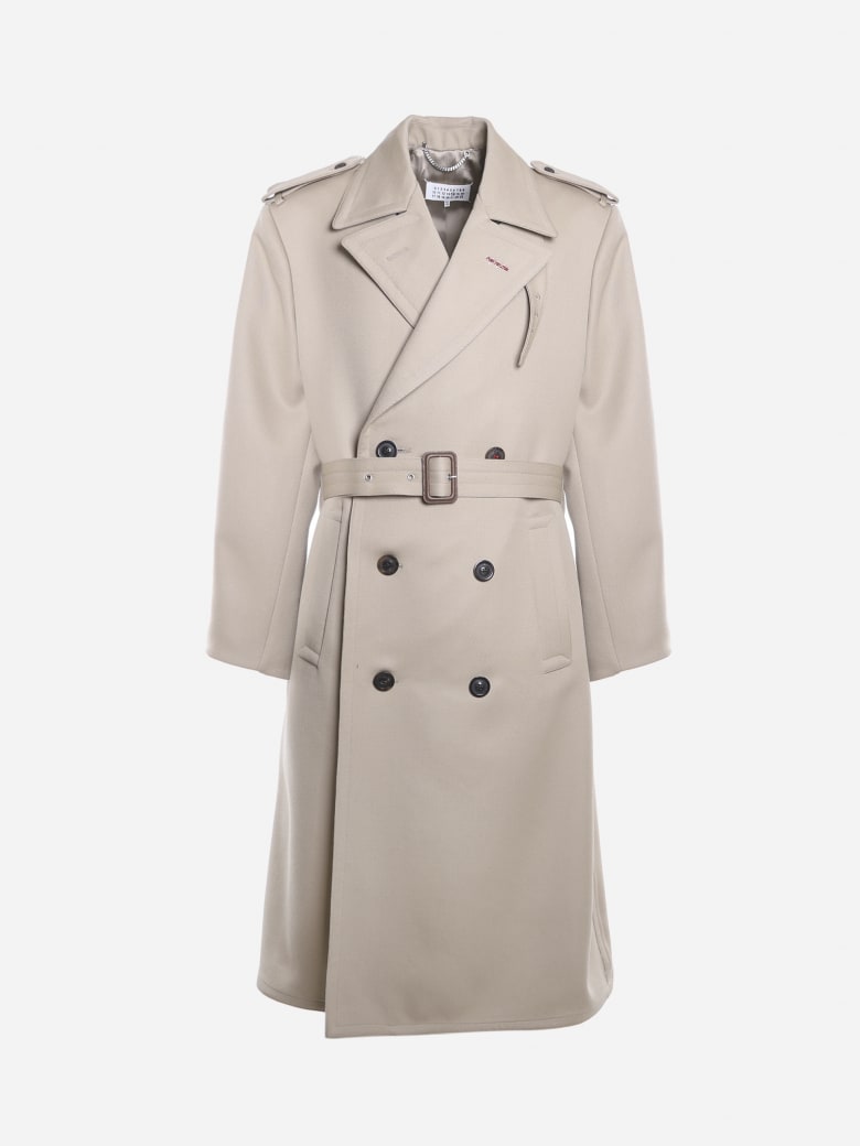 Maison Margiela Double-breasted Coat Made Of Wool - Beige