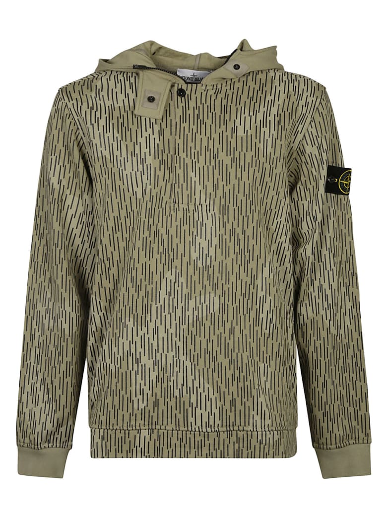 Stone Island Logo Sleeve Printed Hoodie - Ecru