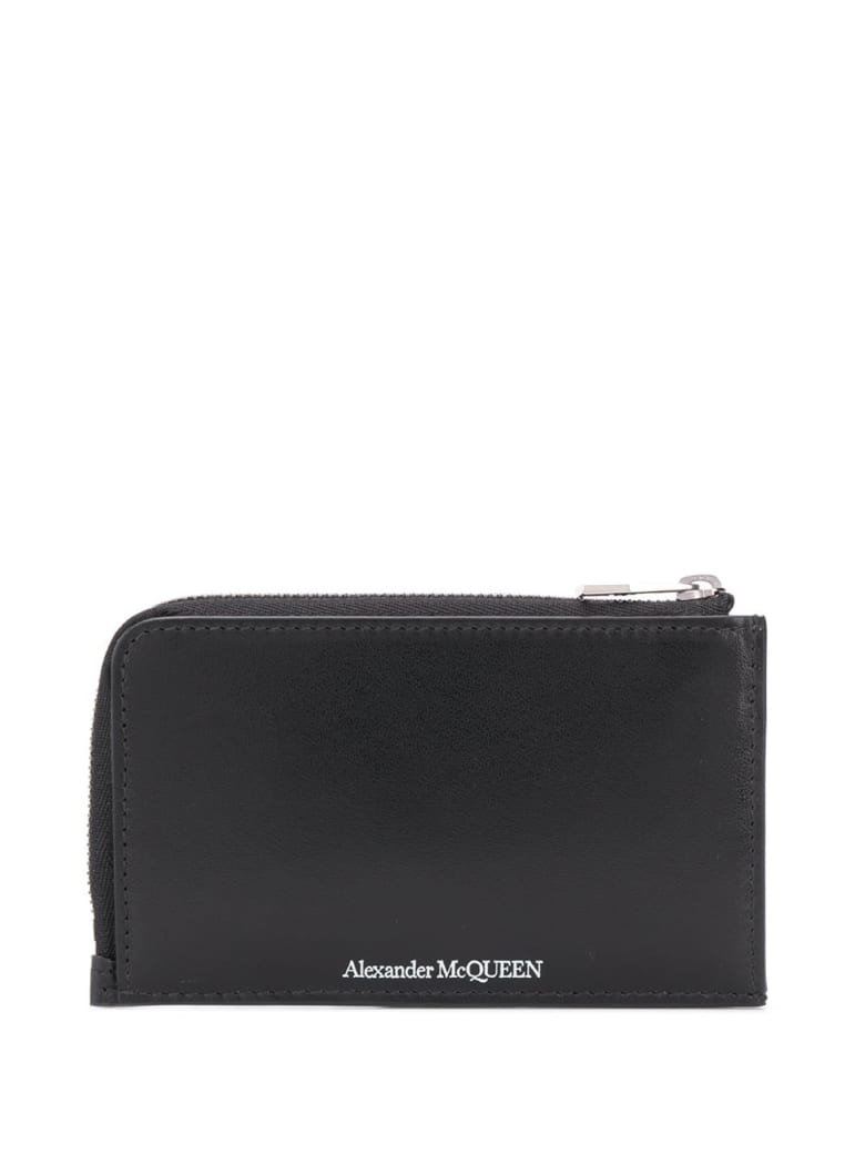 Alexander McQueen Man Black Wallet With Logo And Card Holder - Black