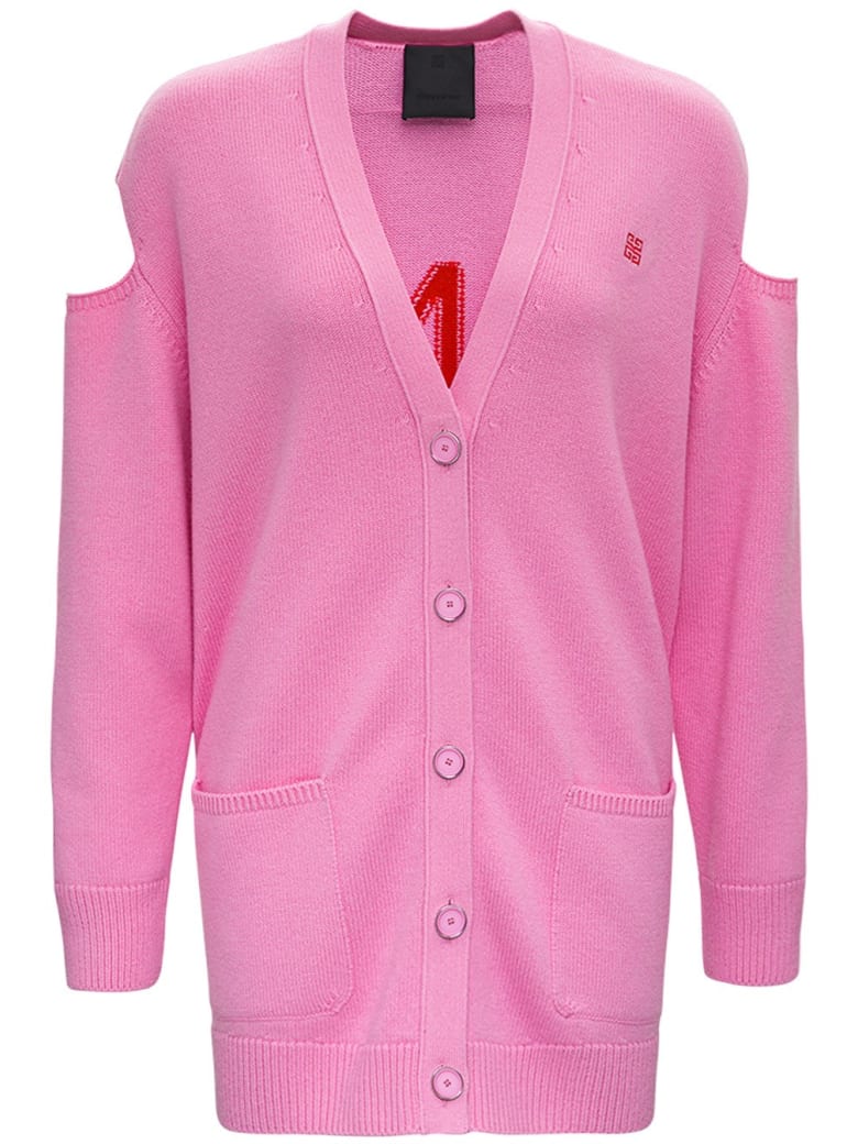 Givenchy Oversize Wool Cardigan With Logo - Pink