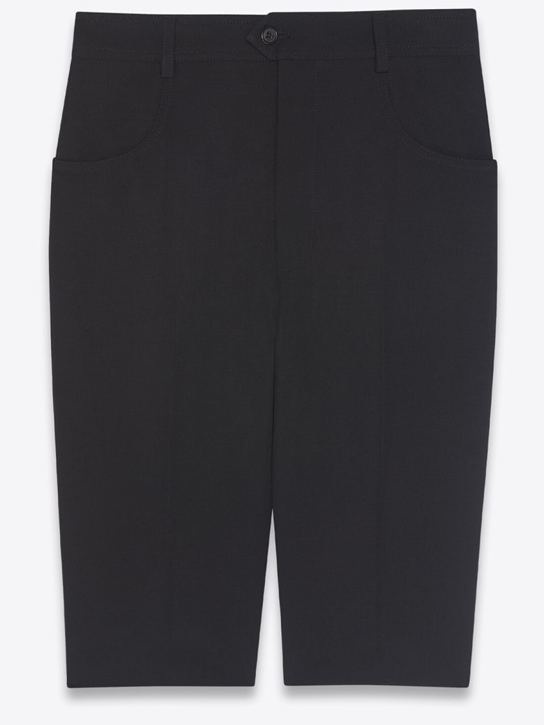 Saint Laurent Black Wool Cycling Shorts - Black